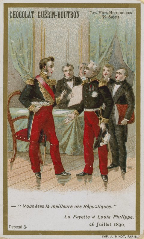 Carte de commerce Chocolat Guerin-Boutron, série Mots Historiques - French School