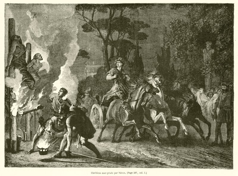 Chretiens mariyrises par Neron (engraving) - French School