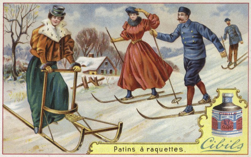 Carte Cibils représentant le ski et la luge - French School
