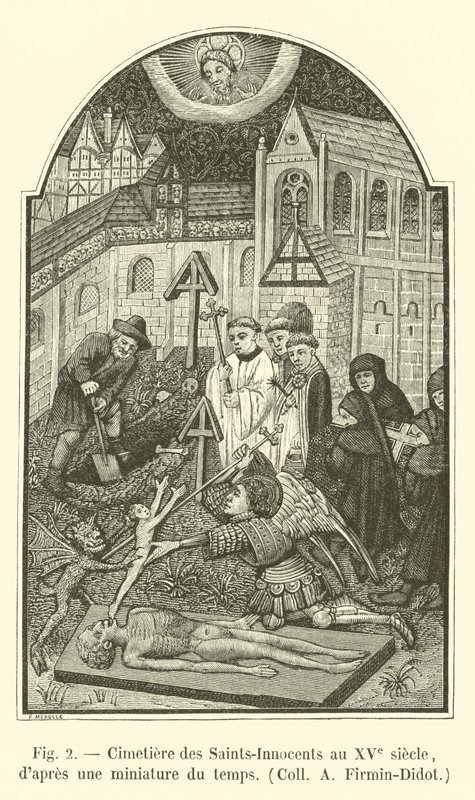 Cimetière des Saints-Innocents au XVe siècle, d