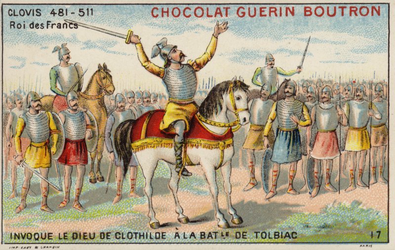 Clovis Ier invoquant le Dieu de Clotilde à la bataille de Tolbiac, 496 - French School