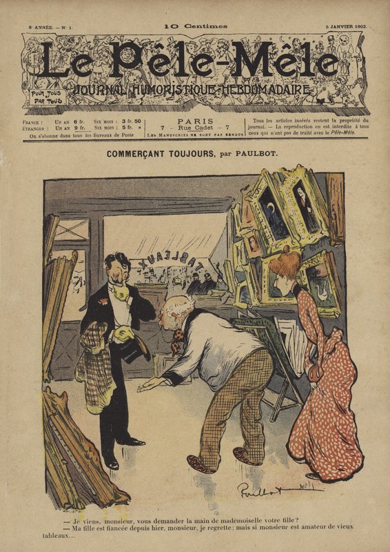 Commerçant toujours. Illustration pour Le Pêle-Mêle - French School