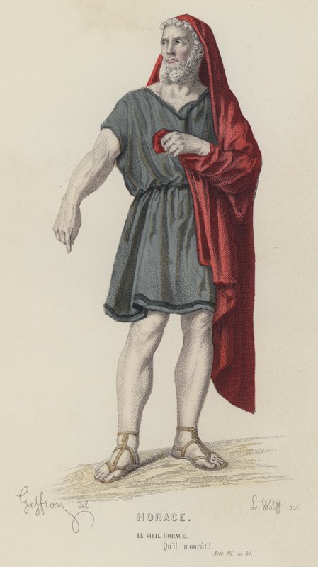 Corneille, Horace, Acte III, Scène VI (gravure en couleur) - French School