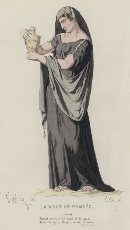 Corneille, La Mort de Pompée, Acte V, Scène I (gravure en couleur) - French School