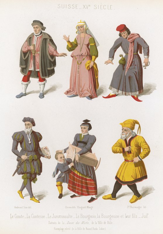Comte et comtesse, bourgeoisie et leur fils, conseiller juridique et un juif - French School