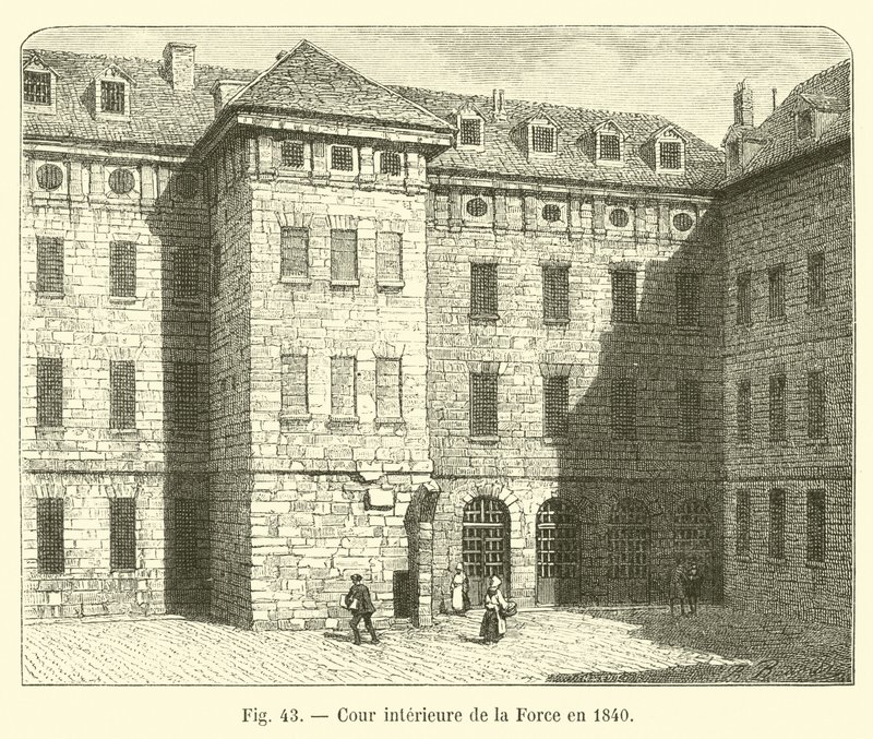 Cour intérieure de la Force en 1840 - French School