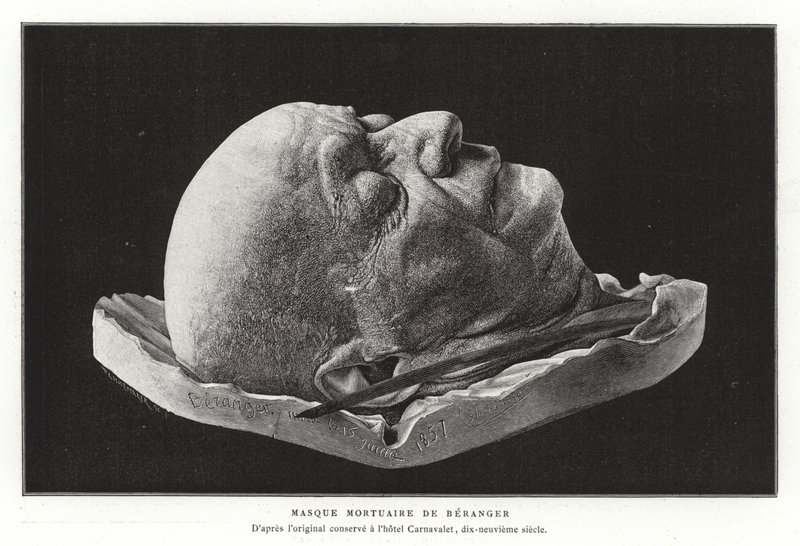 Masque mortuaire de Pierre-Jean de Béranger, poète et chansonnier français - French School
