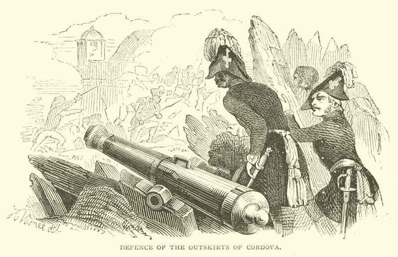 Défense des faubourgs de Cordoue (gravure) - French School