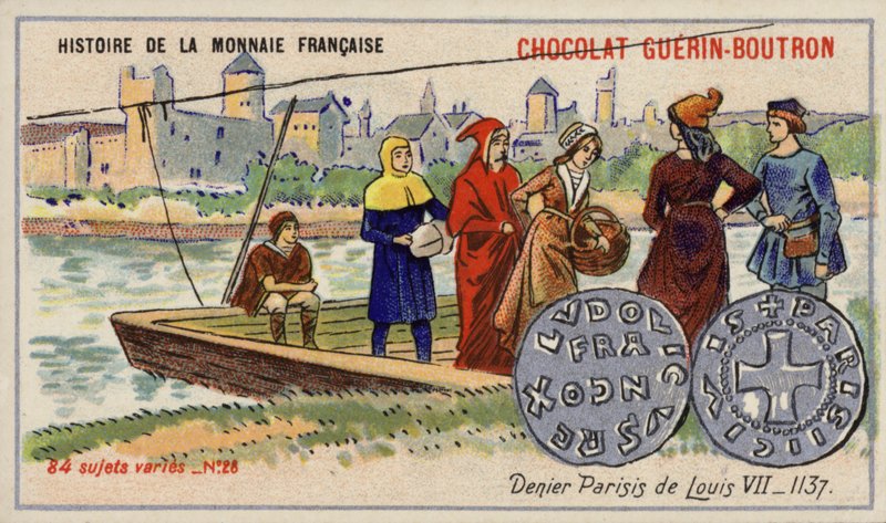 Denier parisis de Louis VII - French School