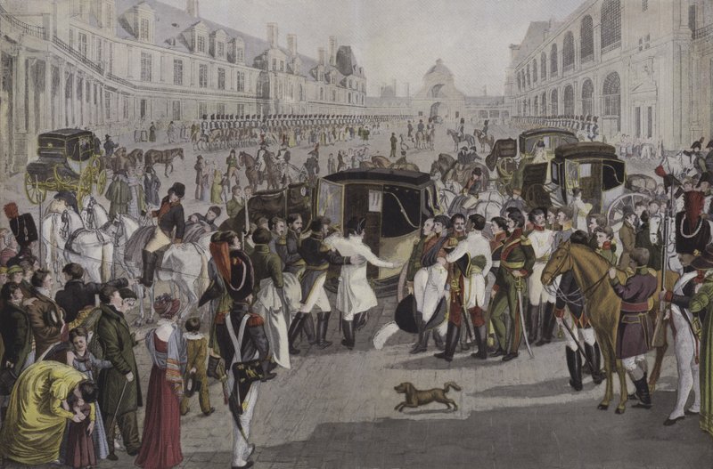 Départ de Napoléon de Fontainebleau, 20 avril 1814 - French School