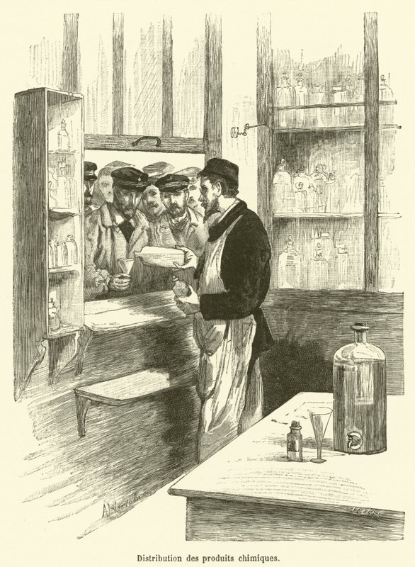 Distribution des produits chimiques (engraving) - French School
