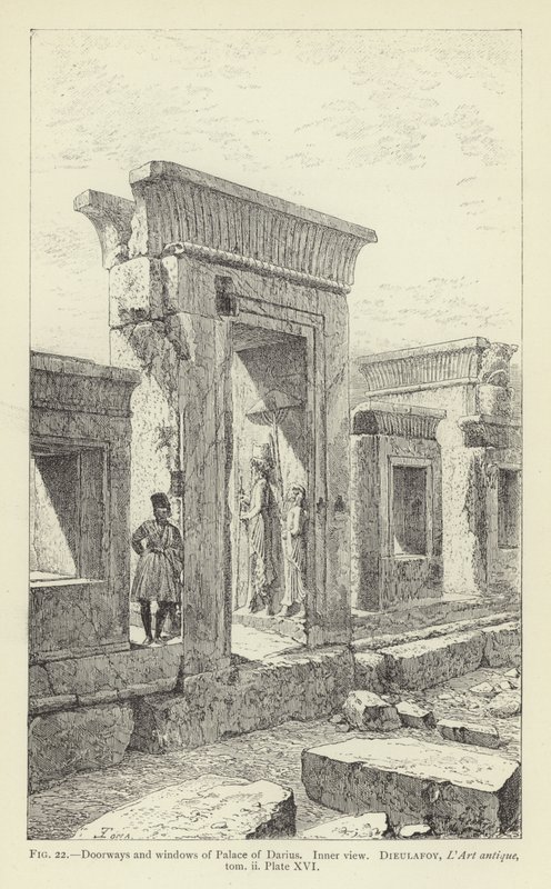Portes et fenêtres du Palais de Darius, Vue intérieure - French School