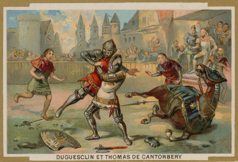 Duel entre Bertrand du Guesclin et Thomas de Cantorbéry, Dinan, Bretagne, 1357 - French School