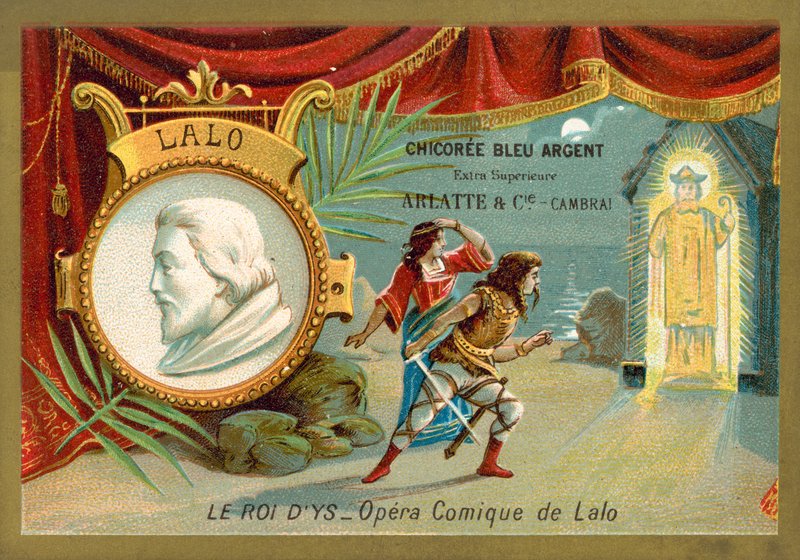 Édouard Lalo, compositeur français, et une scène de son opéra Le Roi d