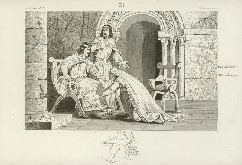 Emma de France embrasse le genou de son mari Raoul, en reconnaissance de sa souveraineté - French School