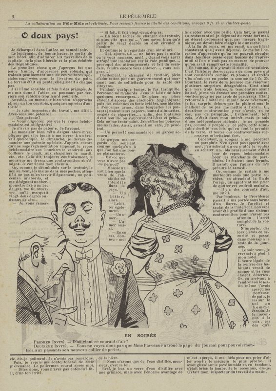 En soirée. Illustration pour Le Pêle-Mêle - French School