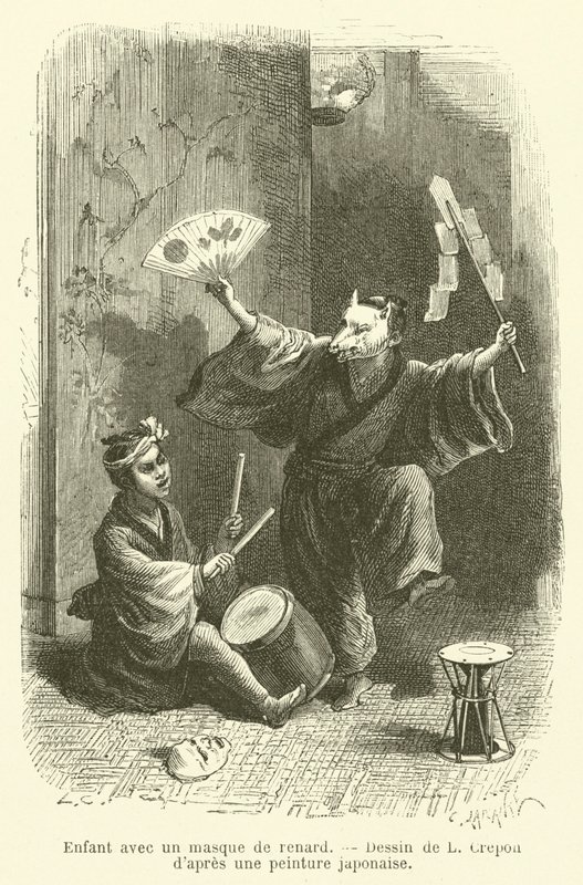 Enfant avec un masque de renard - French School