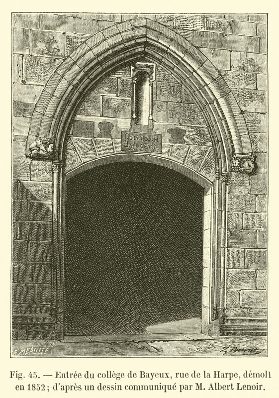 Entrée du collège de Bayeux, rue de la Harpe, démoli en 1852 - French School