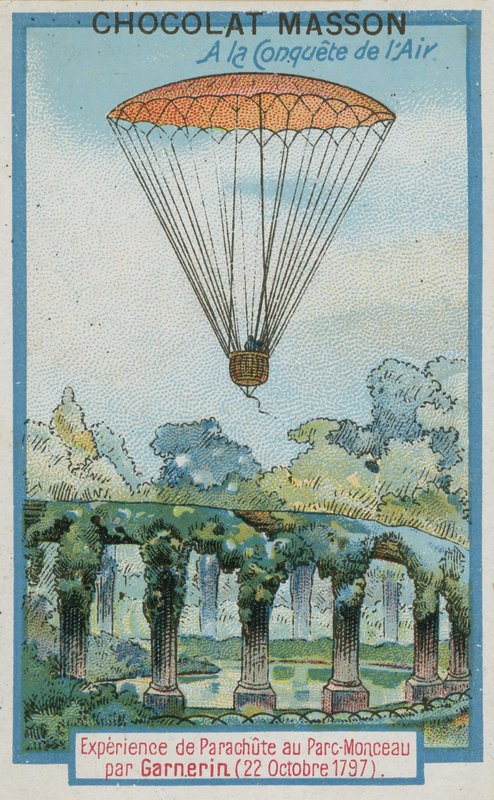 Expérimentation du parachutisme au Parc Monceau par André-Jacques Garnerin (22 octobre 1797) - French School