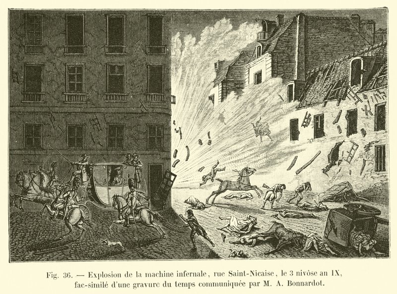Explosion de la machine infernale, rue Saint-Nicaise, le 3 nivôse an IX, fac-similé d