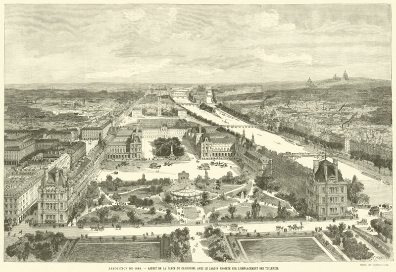 Exposition de 1889, Aspect de la Place du Carrousel avec le Jardin Projeté sur L