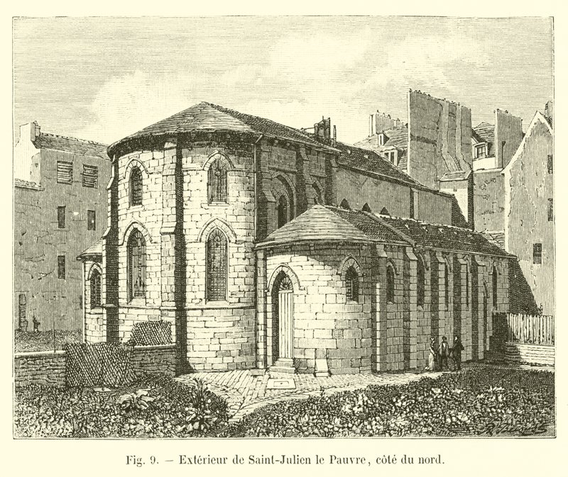 Extérieur de Saint-Julien le Pauvre, côté du nord - French School