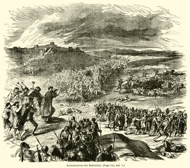 Extermination des Madianites (gravure) - French School