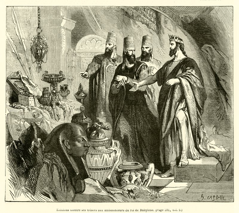 Ézéchias montre ses trésors aux ambassadeurs du roi de Babylone - French School