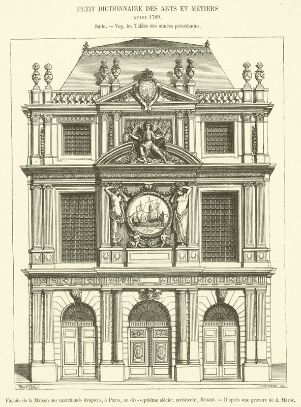 Façade de la Maison des marchands drapiers, à Paris, au dix-septième siècle - French School