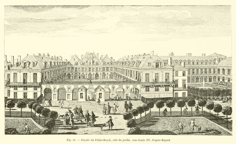 Façade du Palais-Royal, côté du jardin, sous Louis XV, d