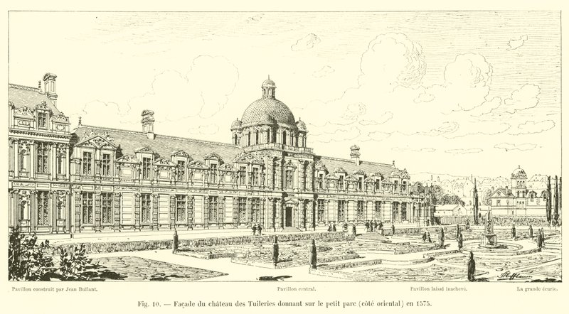 Façade du château des Tuileries donnant sur le petit parc, côté oriental, en 1575 - French School