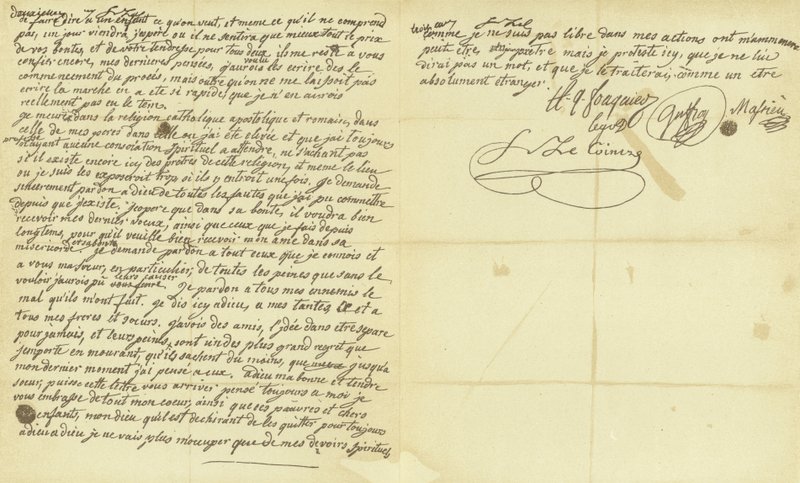 Fac-similé du testament de Marie-Antoinette - French School