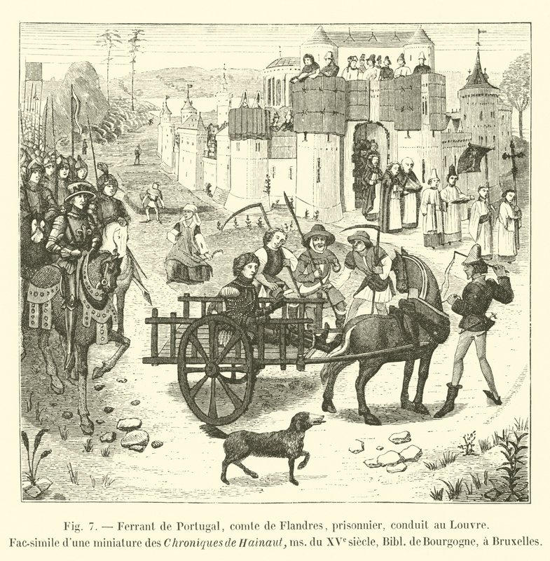 Ferrant de Portugal, comte de Flandres, prisonnier, conduit au Louvre, Fac-similé d