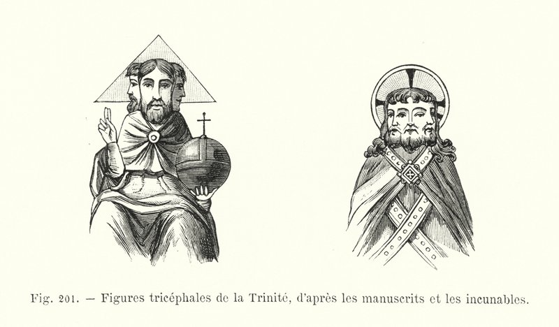 Figures tricephales de la Trinité, d