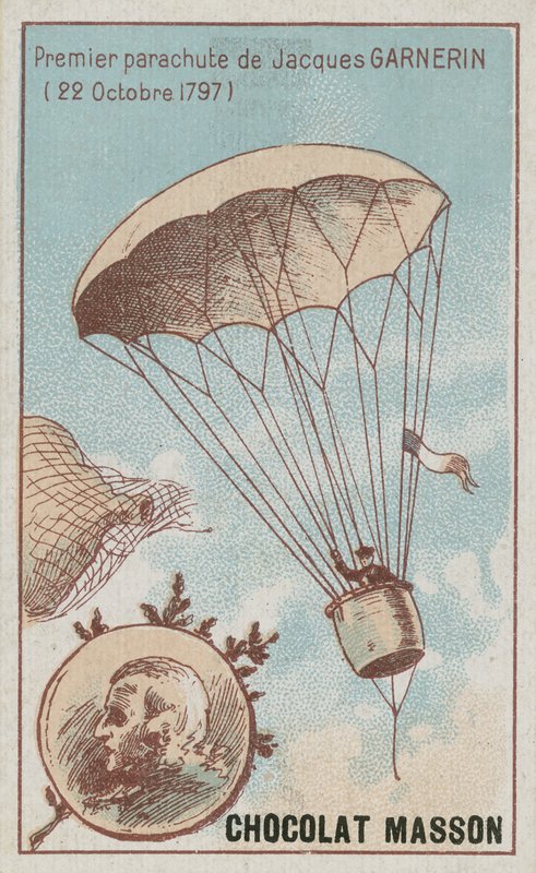 Première descente en parachute par Jacques Garnerin, 22 octobre 1797 - French School
