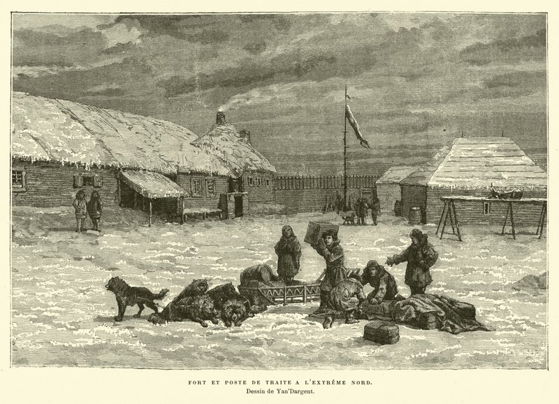 Fort et poste de traite dans le grand nord du Canada - French School