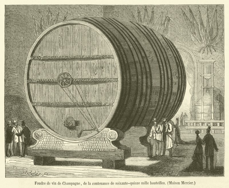 Foudre de vin de Champagne, de la contenance de soixante-quinze mille bouteilles, Maison Mercier - French School