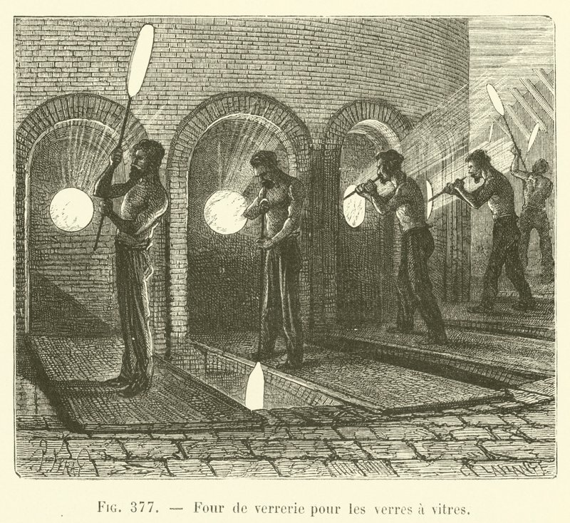 Four de verrerie pour les verres à vitres - French School