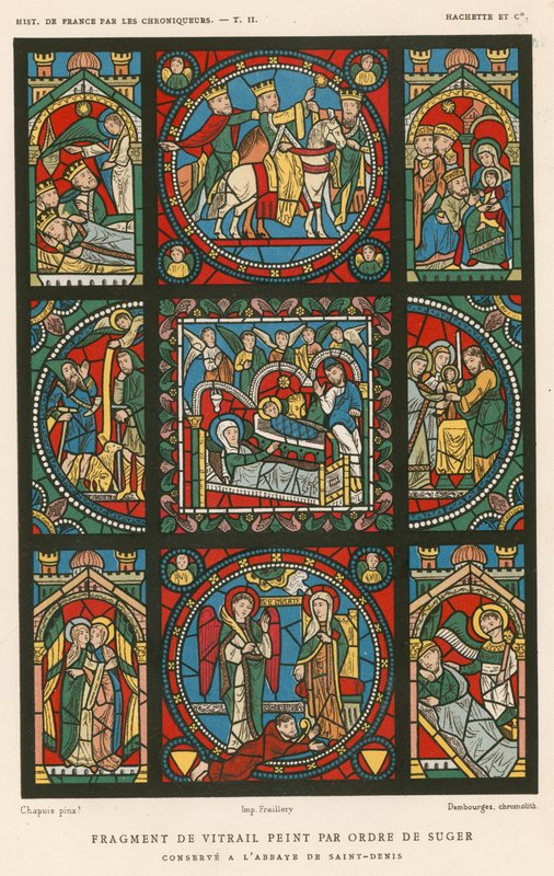 Fragment de vitrail peint par ordre de Suger - French School