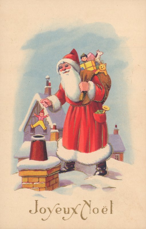 Carte de Noël française (lithographie couleur) - French School