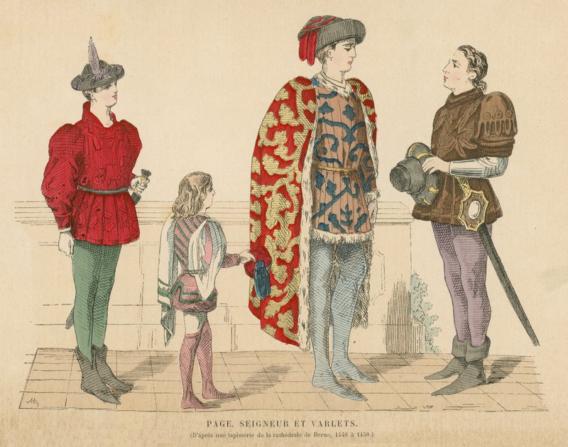 Seigneur français et serviteurs, milieu XVe siècle - French School