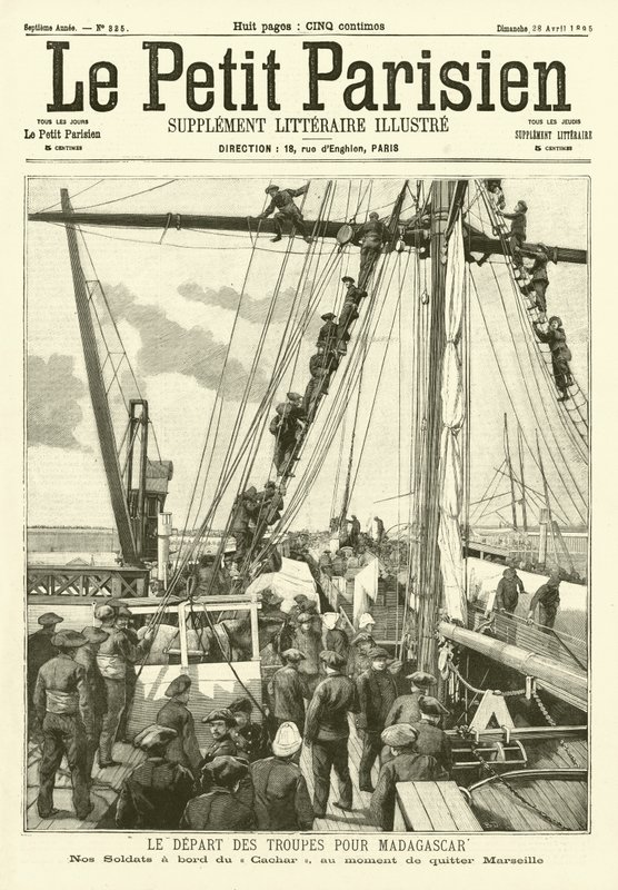 Soldats français partant de Marseille pour Madagascar - French School