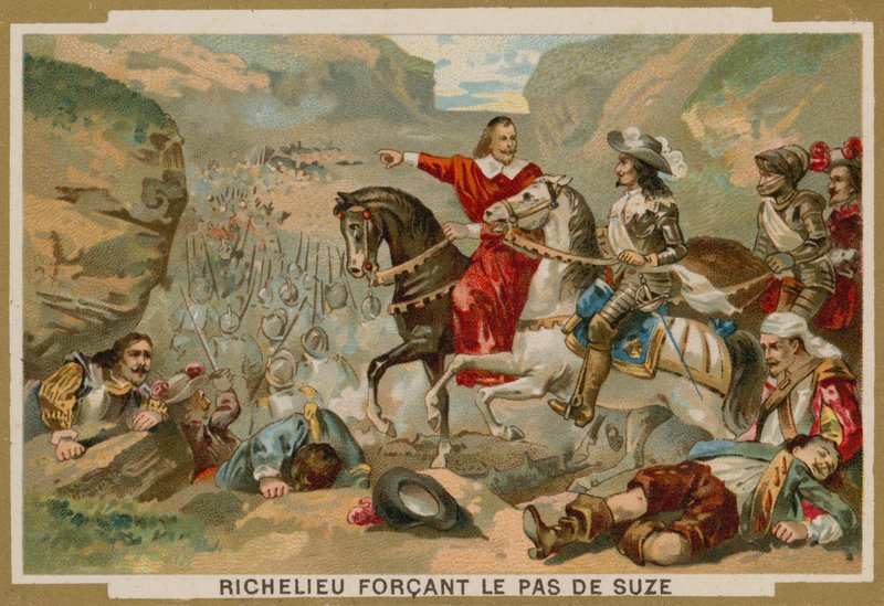 Les troupes françaises commandées par le cardinal Richelieu forcent le passage à Suza, Savoie, 1629 - French School