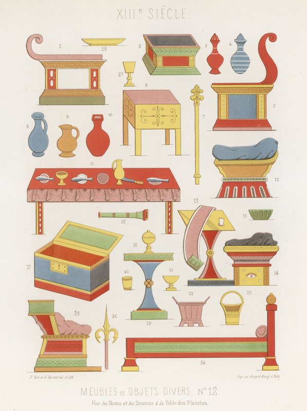 Mobilier et divers objets du XIIIe siècle - French School