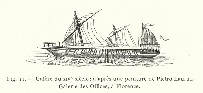 Galère du XIVe siècle; d