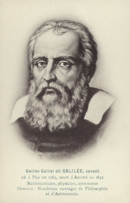 Galileo Galilei (1564-1642), physicien, mathématicien et astronome italien (lithographie) - French School