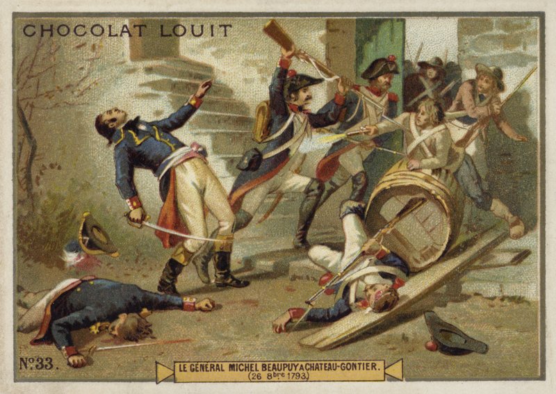 Le général Michel de Beaupuy blessé à Château-Gontier, Insurrection vendéenne, Révolution française, 26 octobre 1793 - French School