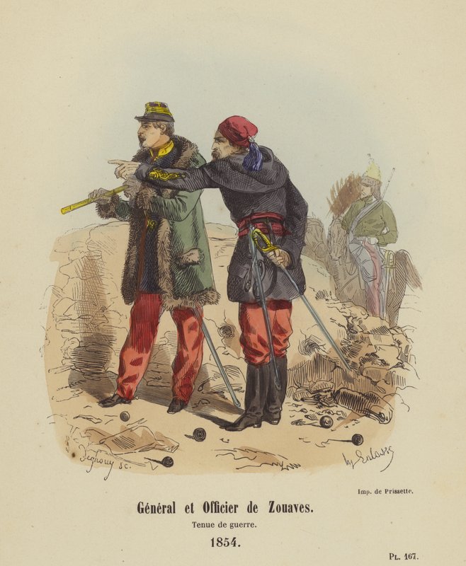 Général et Officier de Zouaves, tenue de guerre - French School