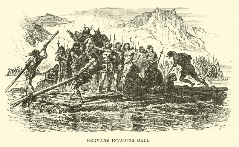 Les Germains envahissant la Gaule - French School