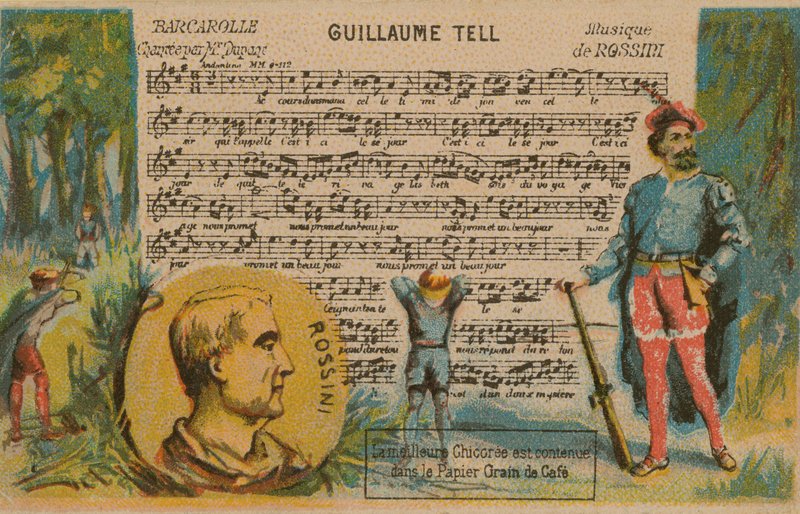 Gioachino Rossini, compositeur italien du 19e siècle, et musique de son opéra Guillaume Tell - French School